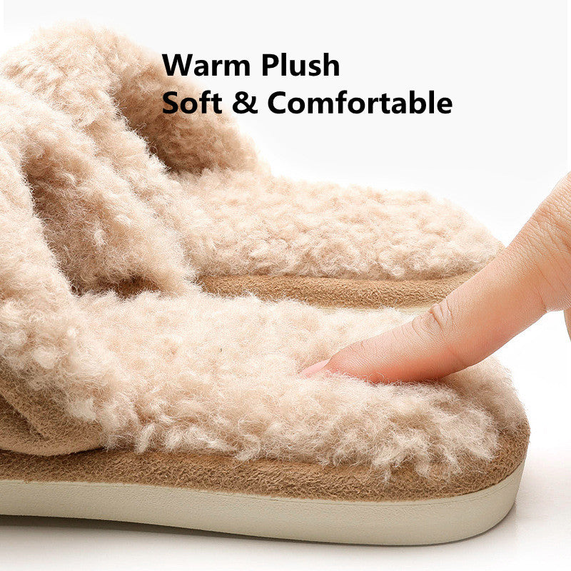 2021 New Women Faux Fur Slippers Soft Plush Autumn Winter Wa