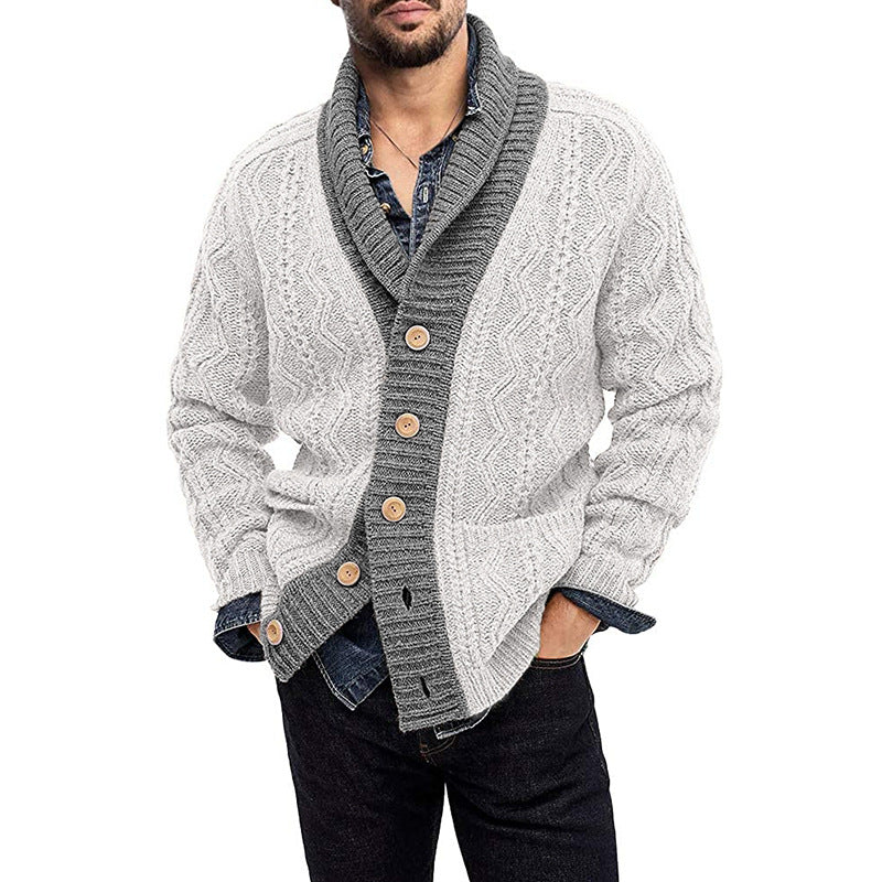 New men's cardigan knitted sweater jacket men